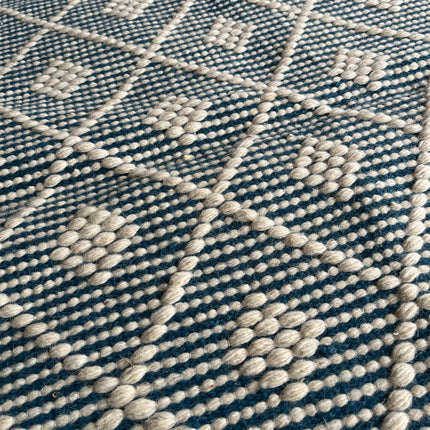 Teal diamond patterned kilim