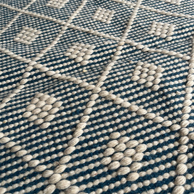 Teal diamond patterned kilim