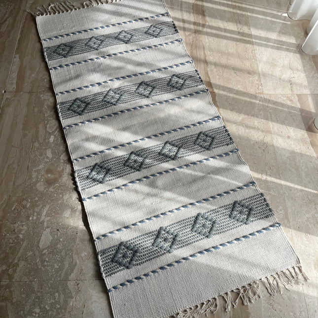 Blue & Grey Textured Kilim