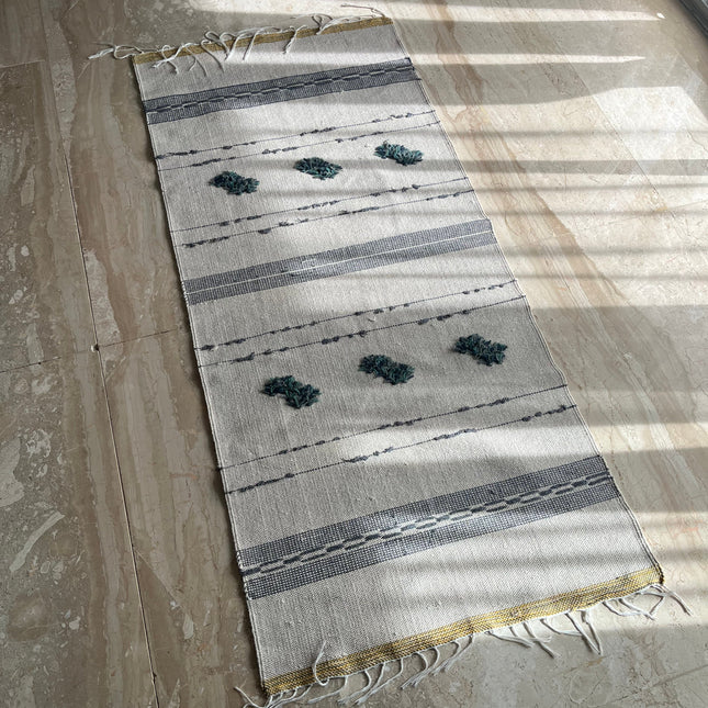 Grey & Teal Handwoven Kilim