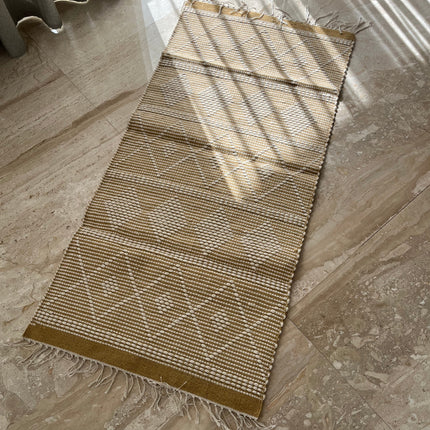 Kilim Cotton Runner – Mustard & Cream