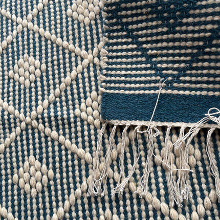 Teal diamond patterned kilim