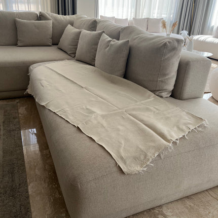 Seren Beige Linen-Cotton Throw