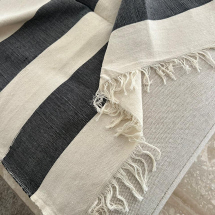 Noir Stripe Fringe couch cover