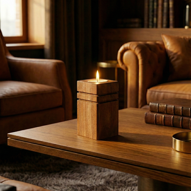 Tall Wood Candle Holder