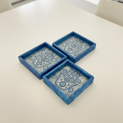 Blue khamsa Tray Set