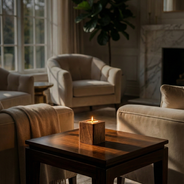 Mini Cube Wood Candle Holder