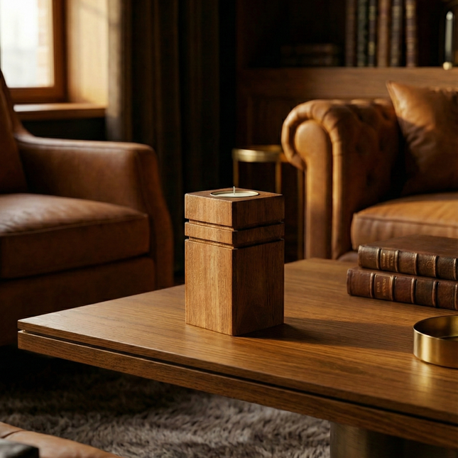 Tall Wood Candle Holder