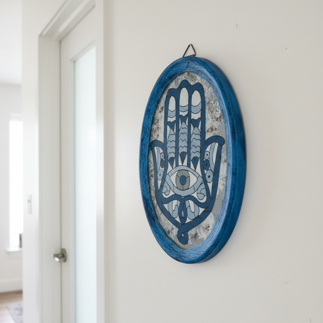 Azure blue Oval Wall Art