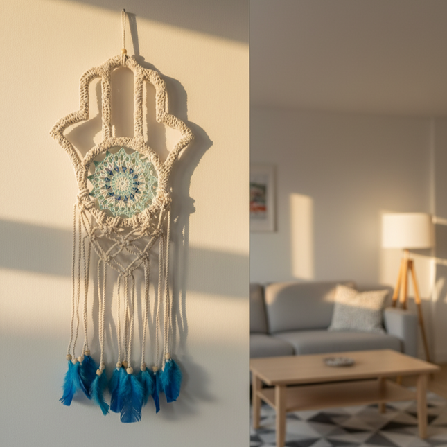 Blue Feather khamsa Wall Hanging