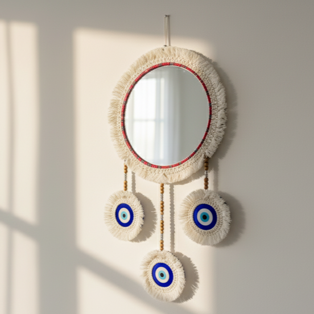 Evil Eye Macramé Mirror